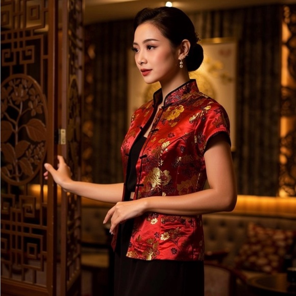 Vintage Tops - Robbie Bee Red Kimono Shirt